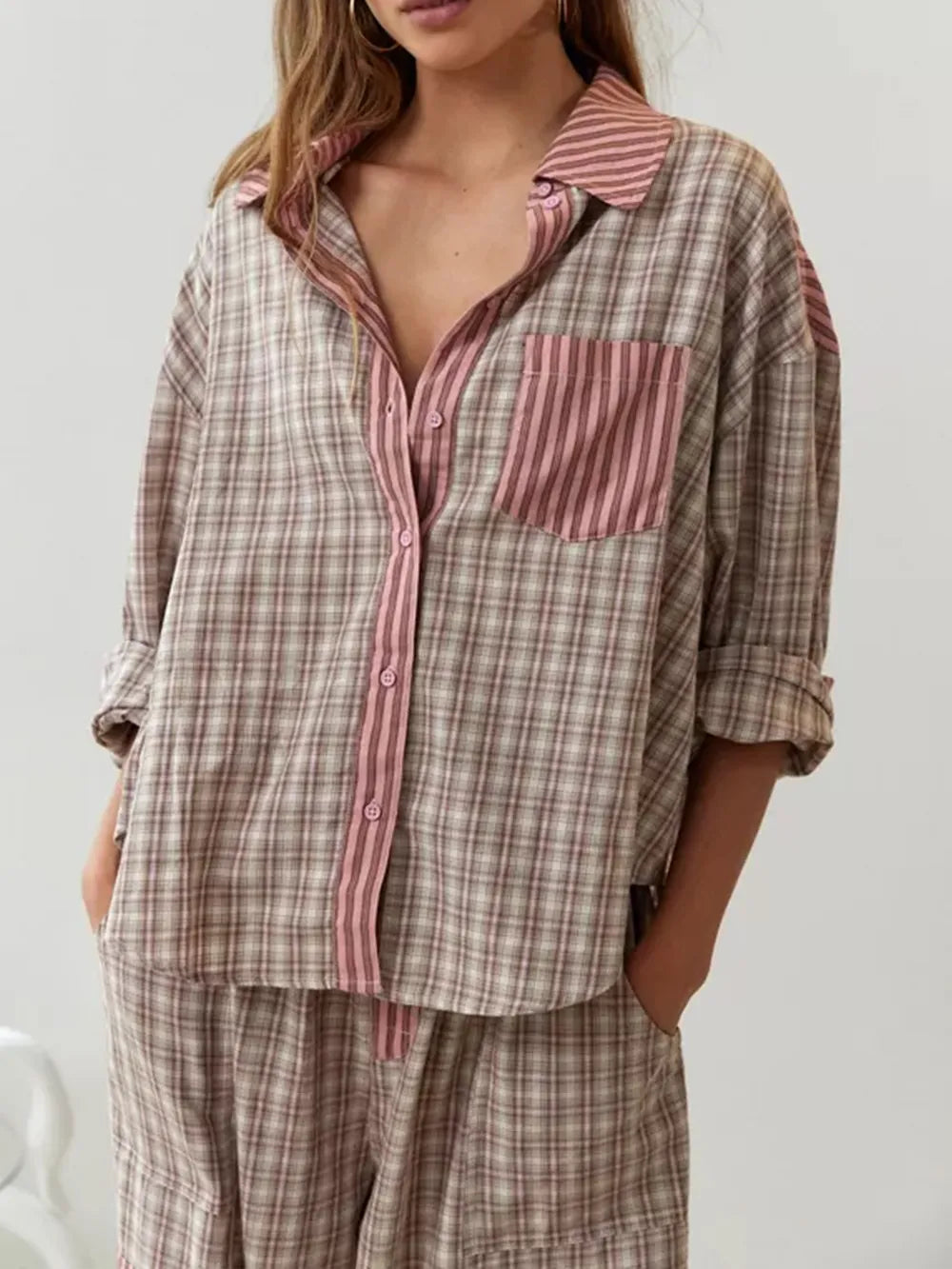 COSYCOTTON – Conjunto de pijama de dos piezas en algodón suave y elástico para mujer - Glamorix