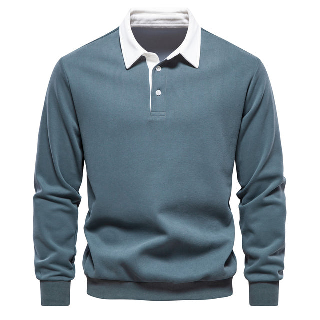 BRADEN – Poloshirt met lange mouwen en contrasterende kraag voor een klassieke en verfijnde look