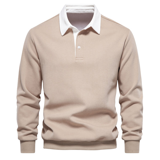 BRADEN – Poloshirt met lange mouwen en contrasterende kraag voor een klassieke en verfijnde look