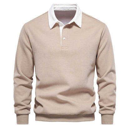 BRADEN – Poloshirt met lange mouwen en contrasterende kraag voor een klassieke en verfijnde look