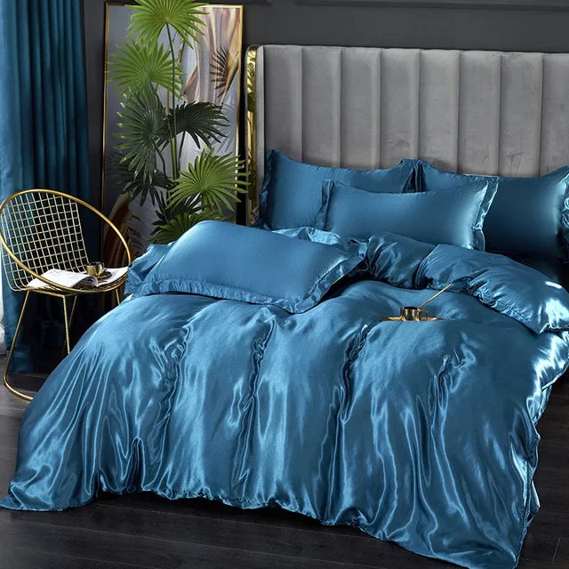 Luxe 4-Delige Zijde Satijnen Beddengoed Set – SilkLuxe