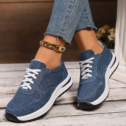 Stijlvolle denim-look dames sneakers met comfortzool – NIVA WALK - Glamorix
