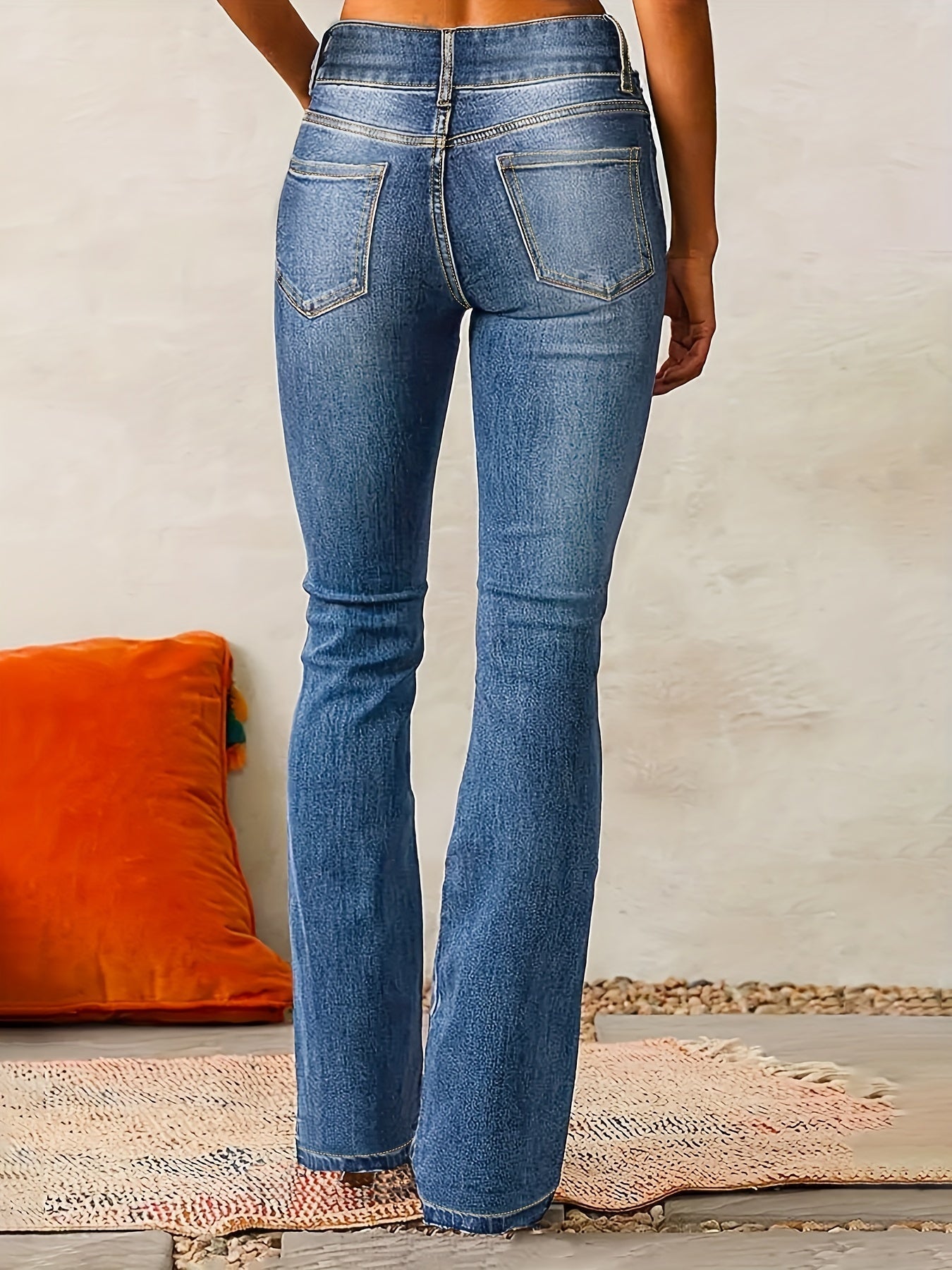 High waist flared damesjeans met dubbele knoopsluiting – RIVIA FLARE - Glamorix