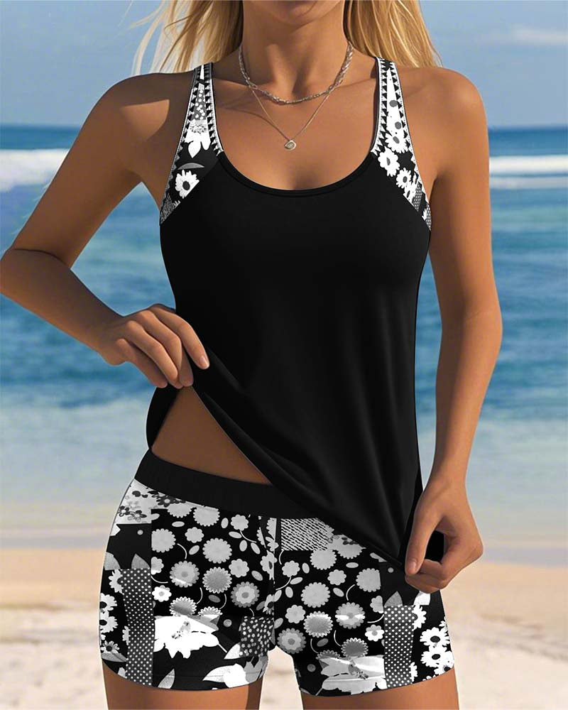 Sportieve dames tanktop set met bloemenprint – FLORIVA ACTIVE - Glamorix