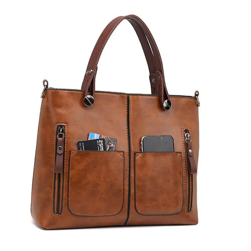 Leren schoudertas met vintage stijl voor dames – LUX - Glamorix