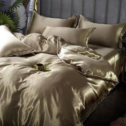 Luxe 4-Delige Zijde Satijnen Beddengoed Set – SilkLuxe