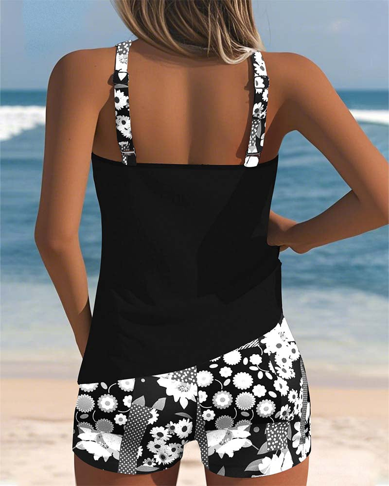 Sportieve dames tanktop set met bloemenprint – FLORIVA ACTIVE - Glamorix