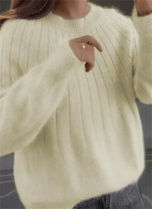 ELARA - Jersey de punto mullido de cachemir para mujer - Glamorix