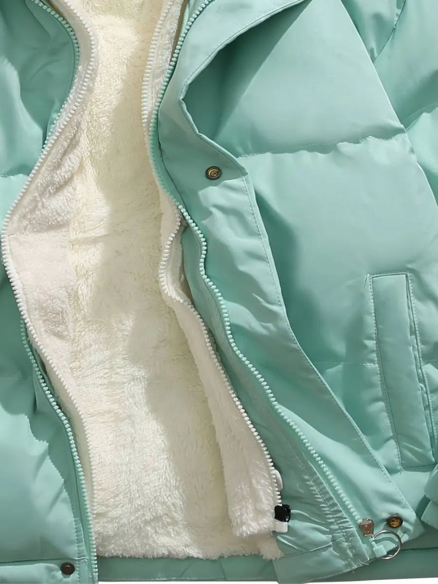 Dames winterjas met gewatteerde voering en hoge kraag, warme isolatie en moderne ritssluiting voor dames – VESTO - Glamorix