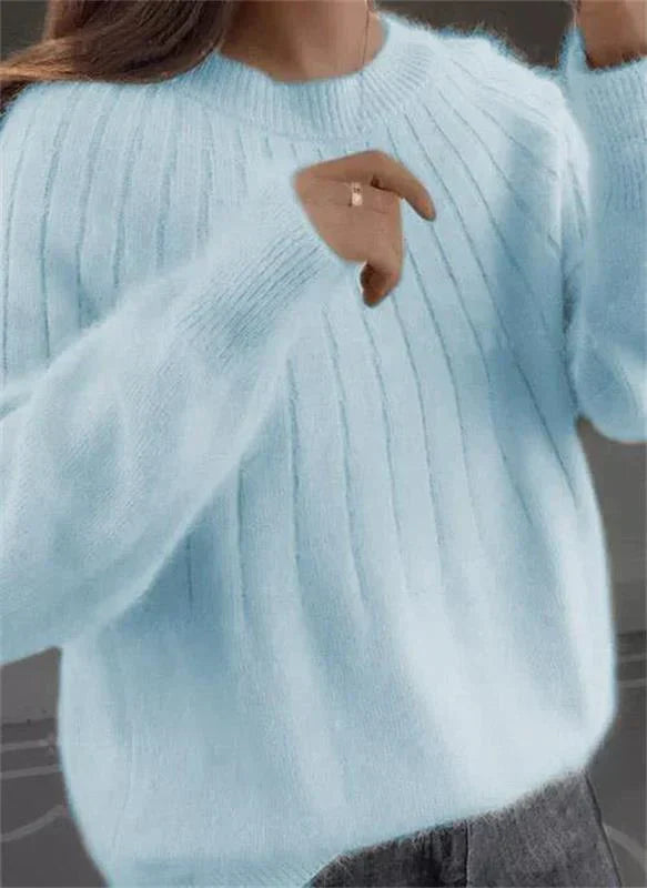 ELARA - Jersey de punto mullido de cachemir para mujer - Glamorix