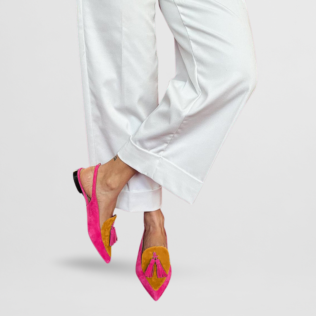 Dames slingback loafers met puntneus en kwastdetails – NELINA - Glamorix