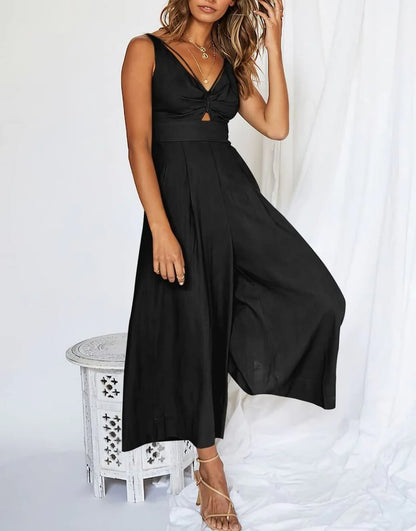 Mouwloze dames jumpsuit met wijde pijpen en elegante snit – SEREIA FLOW - Glamorix