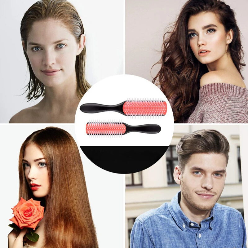 9-rijen ontklittende borstel voor steil en krullend haar – CURLEASE FLEX - Glamorix