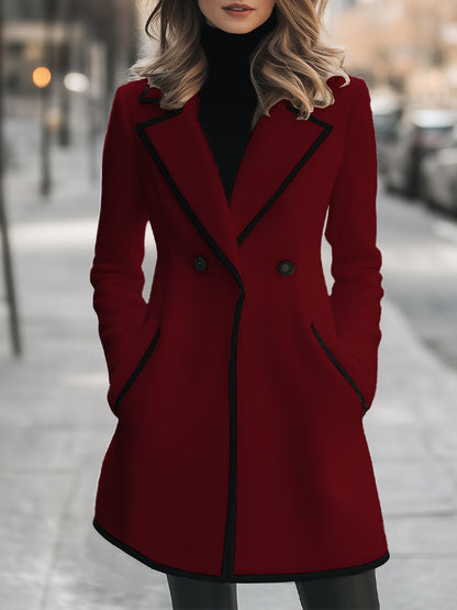 Winterjas Dames | Mantel met Zwarte Details - Glamorix