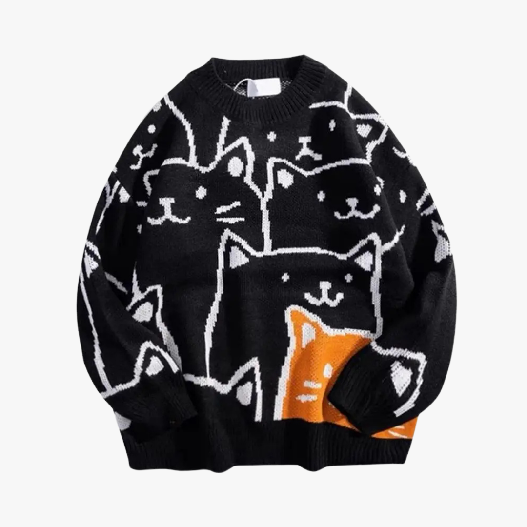 Oversized trui met kattendesign en zachte pasvorm – NOVAWEAR - Glamorix