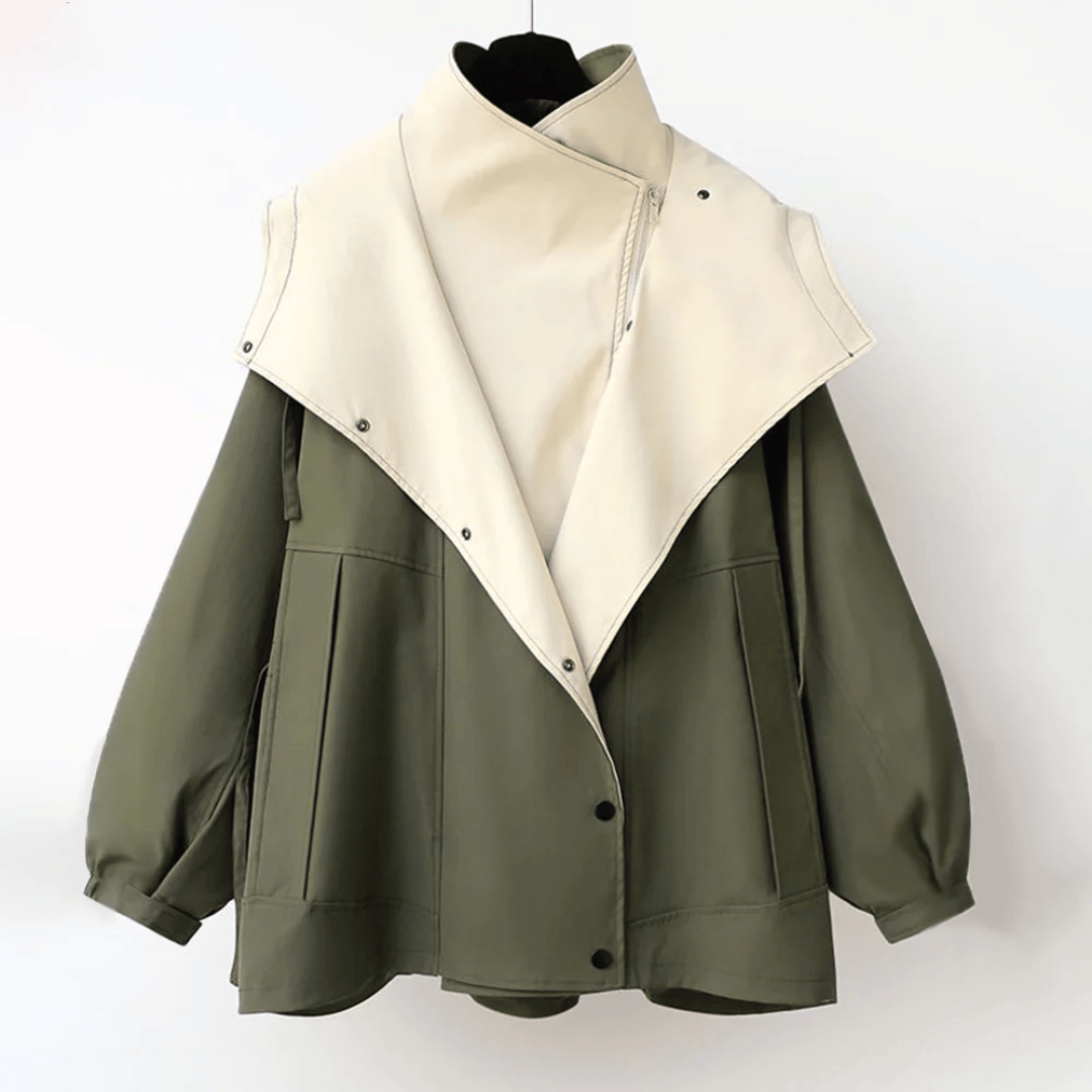 CLARA – Dames regenjas met hoge ritssluiting en minimalistisch design - Glamorix