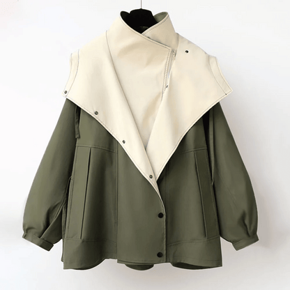 CLARA – Dames regenjas met hoge ritssluiting en minimalistisch design - Glamorix