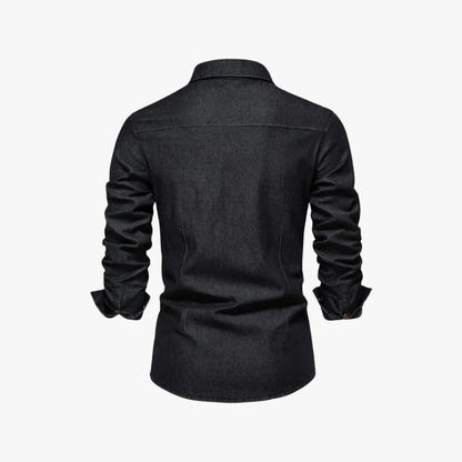 Denim herenoverhemd met knoopsluiting en lange mouwen – ROWDEN - Glamorix