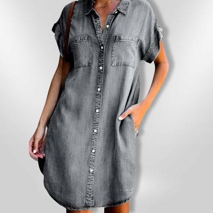 Stijlvolle denim lentejurk met moeiteloos comfort – PAULINA