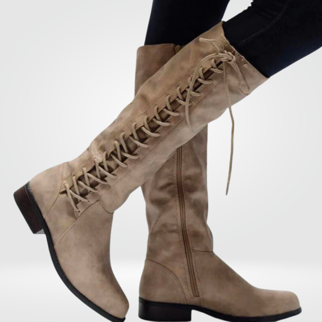 Comfortabele hoge laarzen die bij outfit passen en je benen accentueren met antislipzool en leer voor dames – LUXARA - Glamorix