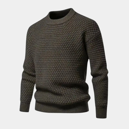 Gebreide heren trui met structuur en ronde hals – LERION - Glamorix