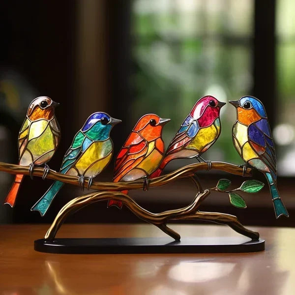 EleganBird – Luxe Gekleurde Glazen Vogelbeeldjes