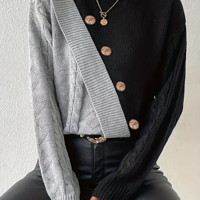 SNAPSTYLE - Stijlvolle Pullover met Kraag en Drukknopen