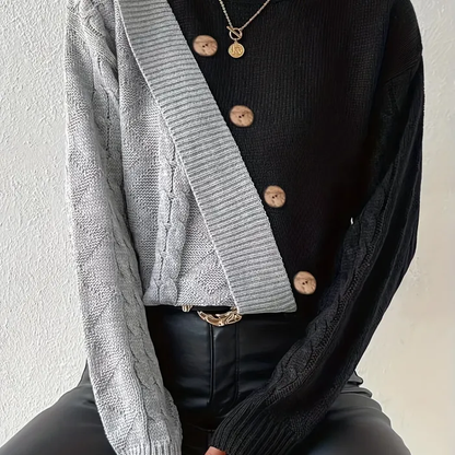 SNAPSTYLE - Stijlvolle Pullover met Kraag en Drukknopen