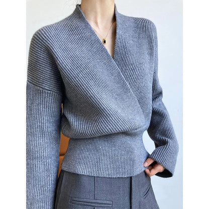 WRAPSTYLE - Klassieke Wikkelpullover met Opvallend Decolleté