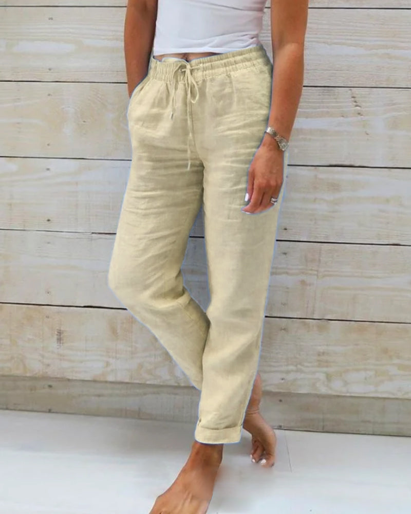 Luchtige zomerbroek met elastische tailleband – LINA