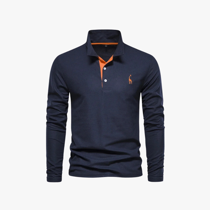 Slim fit herenpolo met lange mouwen en moderne look – RENVAR - Glamorix