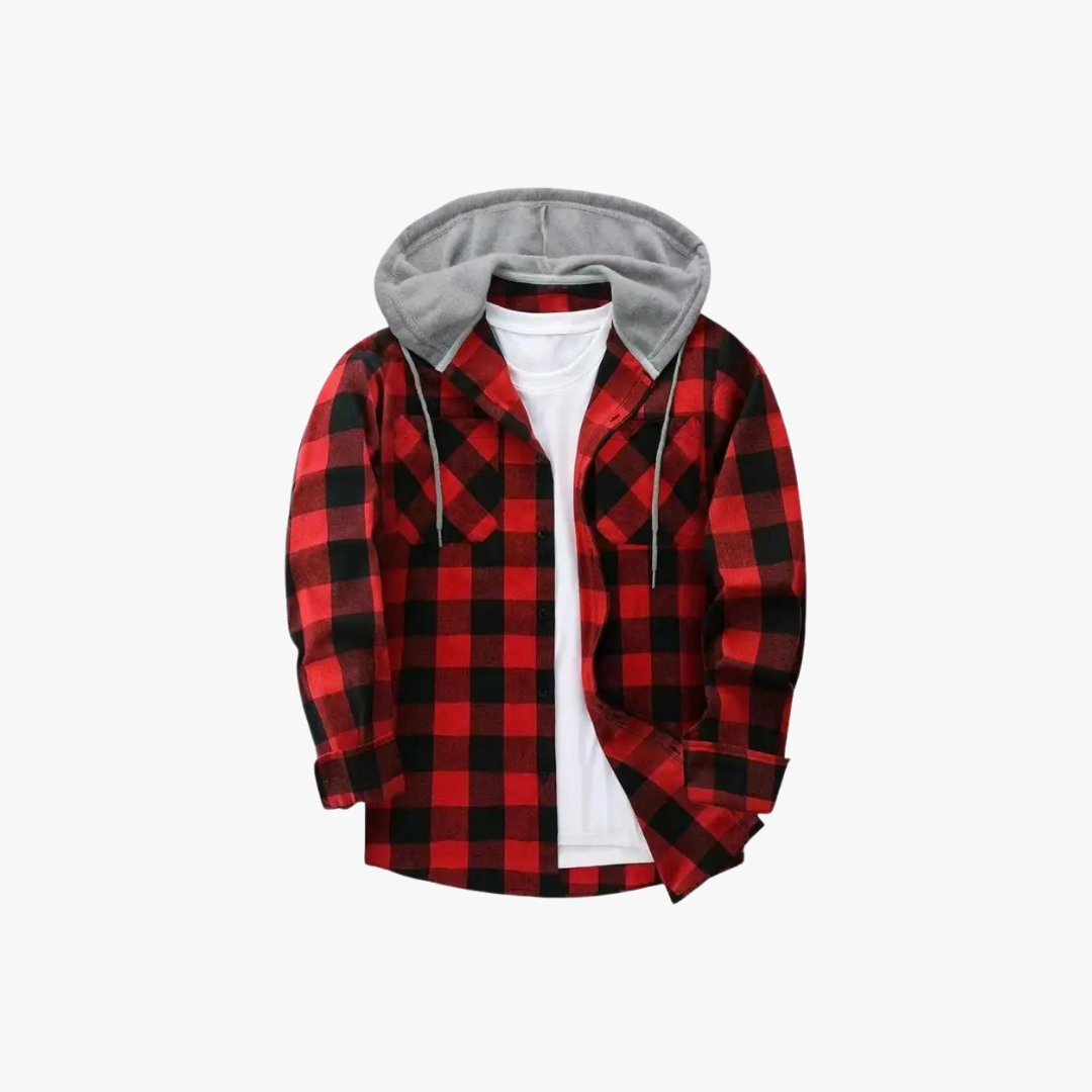 Geruite flanellen shirt met capuchon voor heren – QUINBY - Glamorix