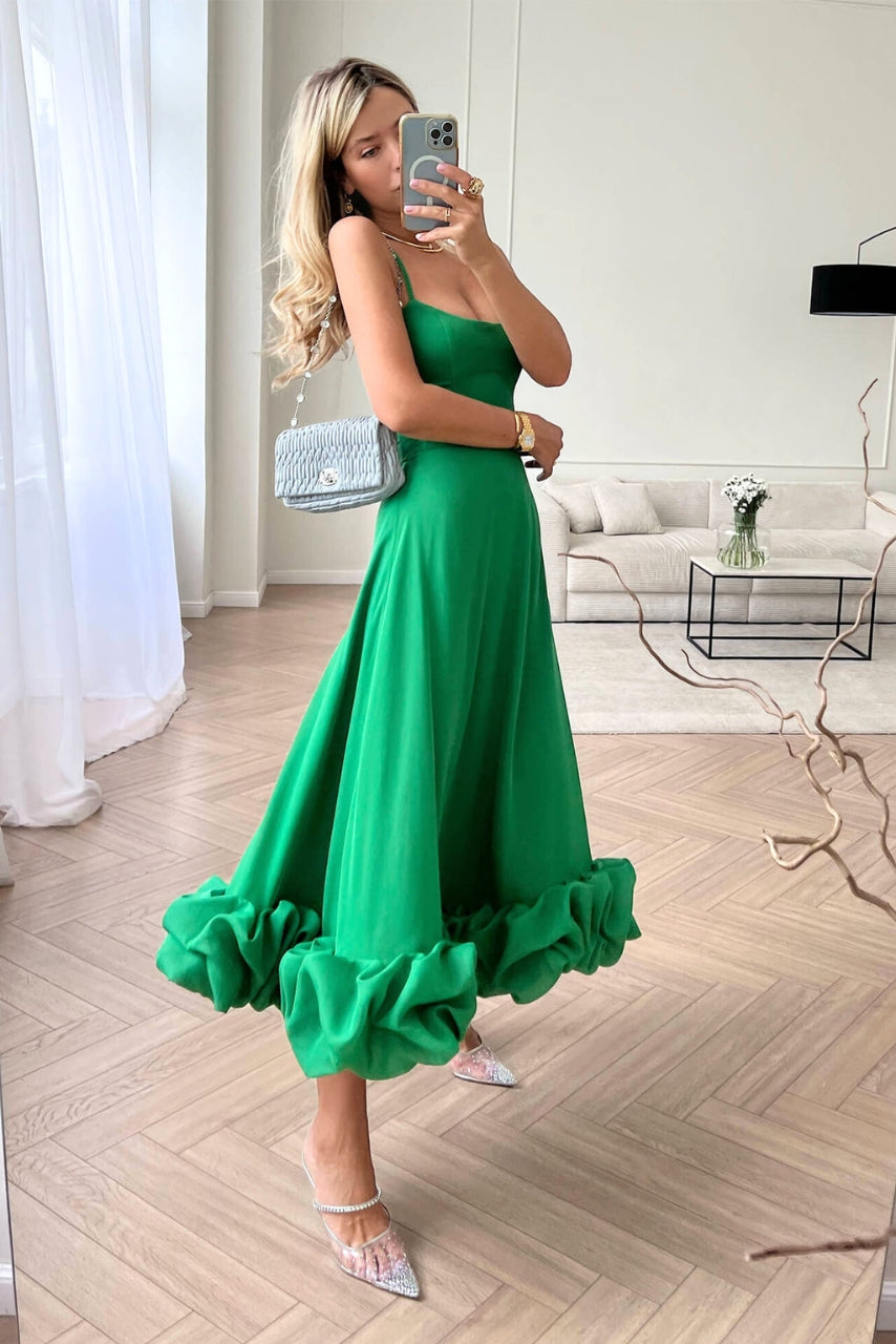 Luchtige maxi-jurk met speelse rucheszoom – AURÉLIA - Glamorix