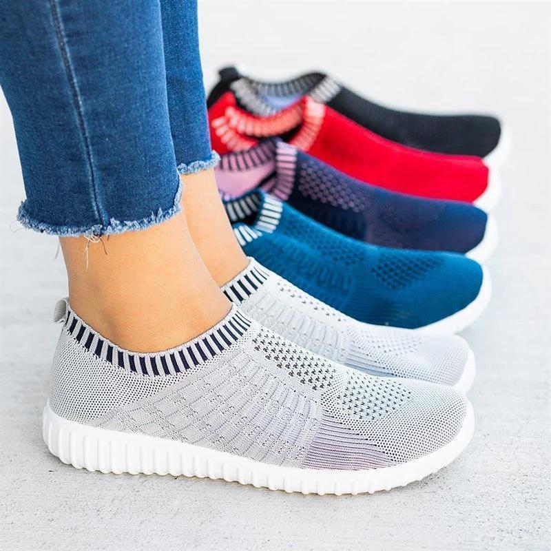 Modieuze ademende slip-on sneaker met sok-achtige pasvorm – NORINA - Glamorix