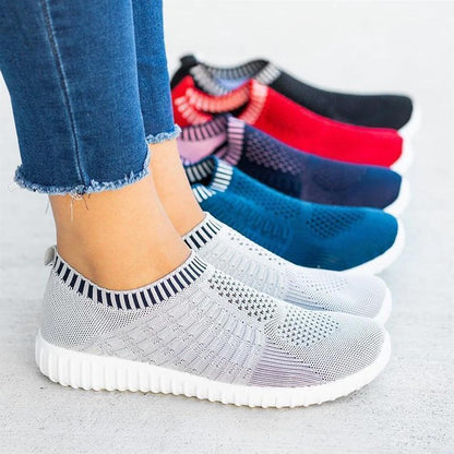 Modieuze ademende slip-on sneaker met sok-achtige pasvorm – NORINA - Glamorix