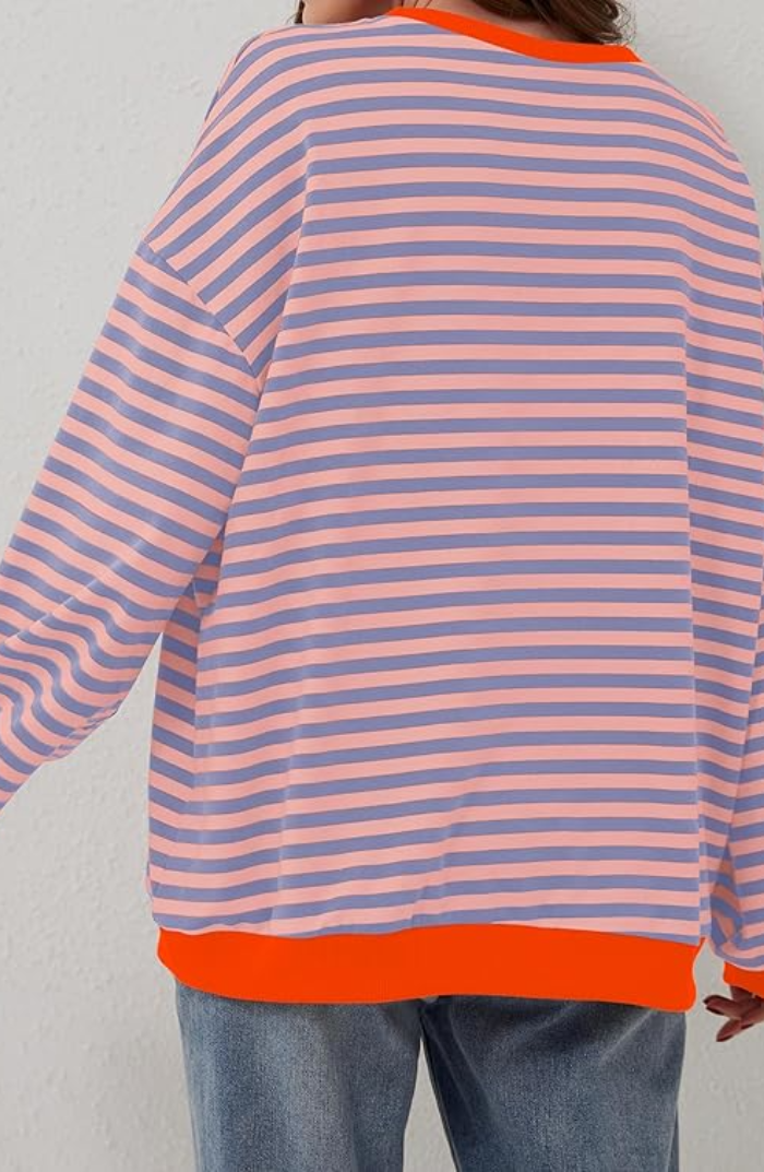 EMMA - Oversized gestreepte trui met geribde boorden voor dames