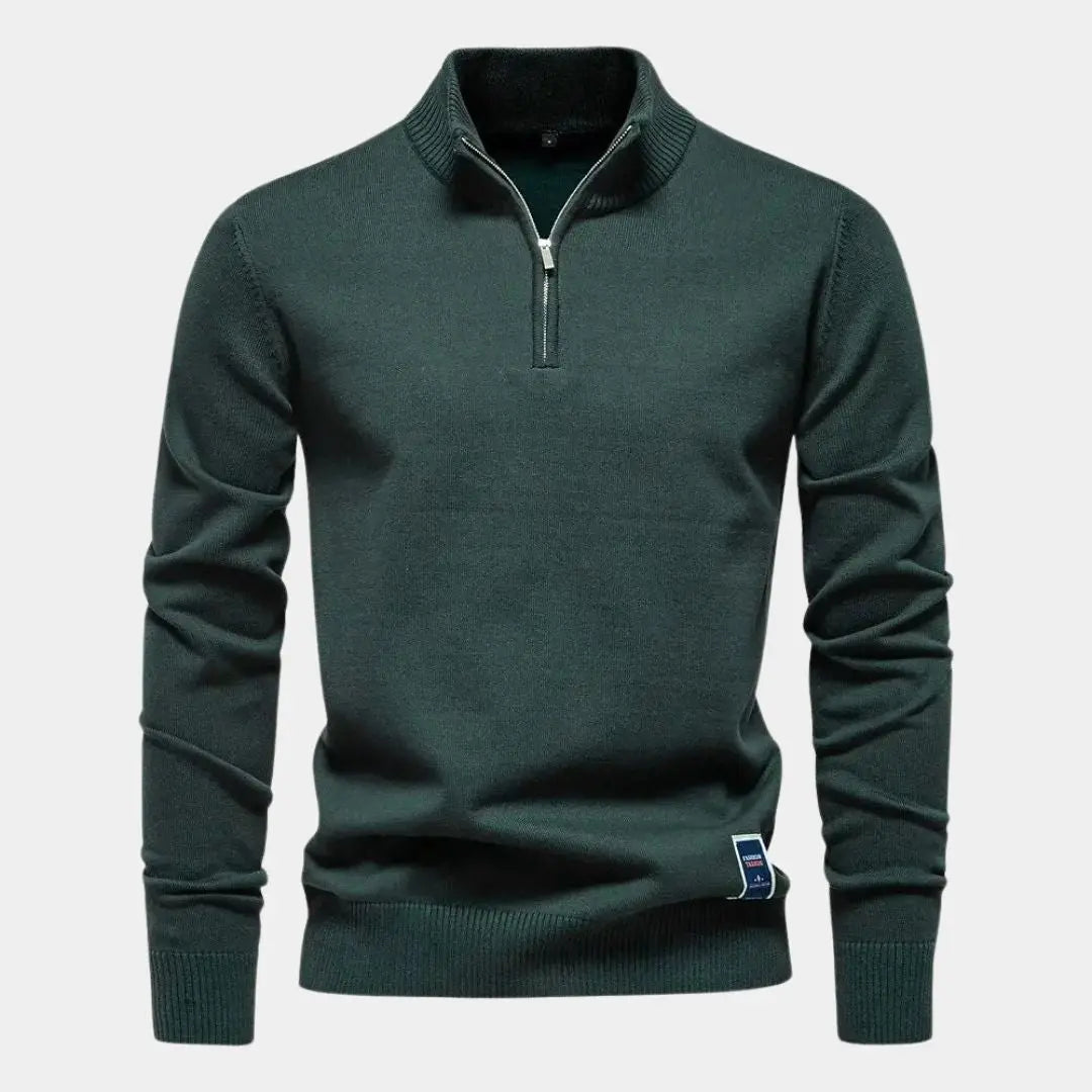 Slim fit heren trui met halve rits en moderne look – NORDIN - Glamorix