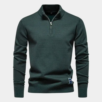 Slim fit heren trui met halve rits en moderne look – NORDIN - Glamorix