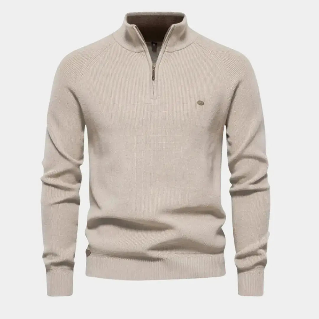 Herensweater met kwartrits en sportieve uitstraling – JORVAN - Glamorix