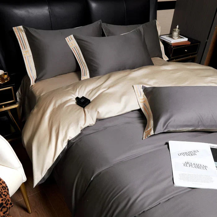 RoyalSilk - Premium Satijnen Katoen Geborduurd Beddengoed Set