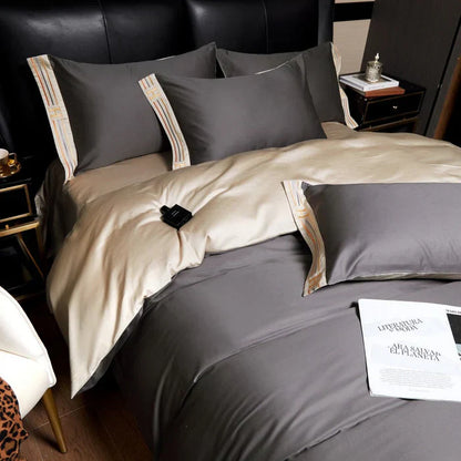 RoyalSilk - Premium Satijnen Katoen Geborduurd Beddengoed Set