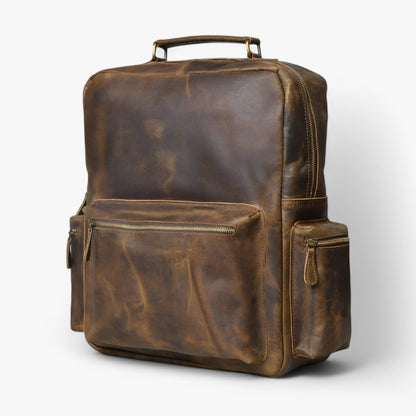 Stoere rugzak van buffelleer voor werk en avontuur – RawEdge Nomad - Glamorix