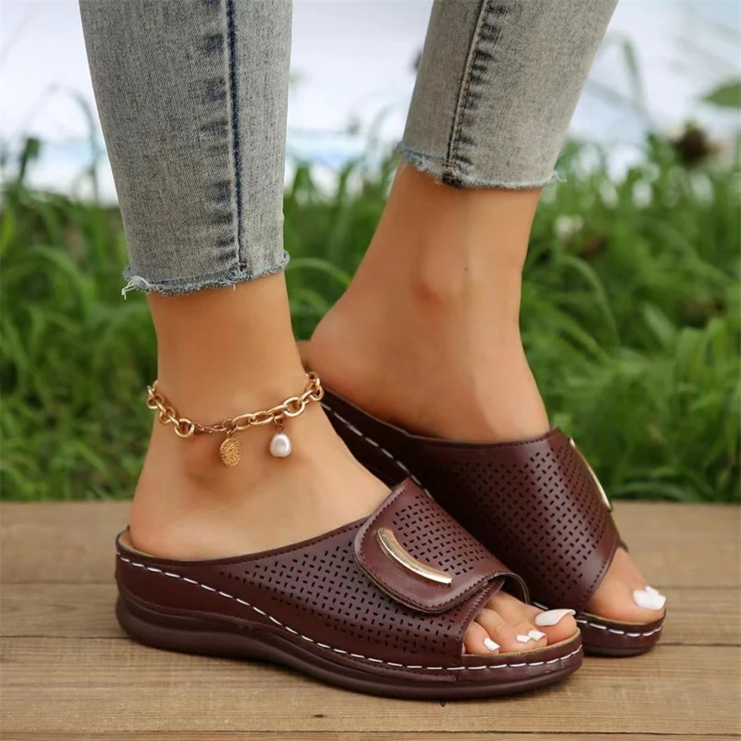 Luchtige dames sandalen met hol design en flexibel voetbed – BrizaWalk - Glamorix