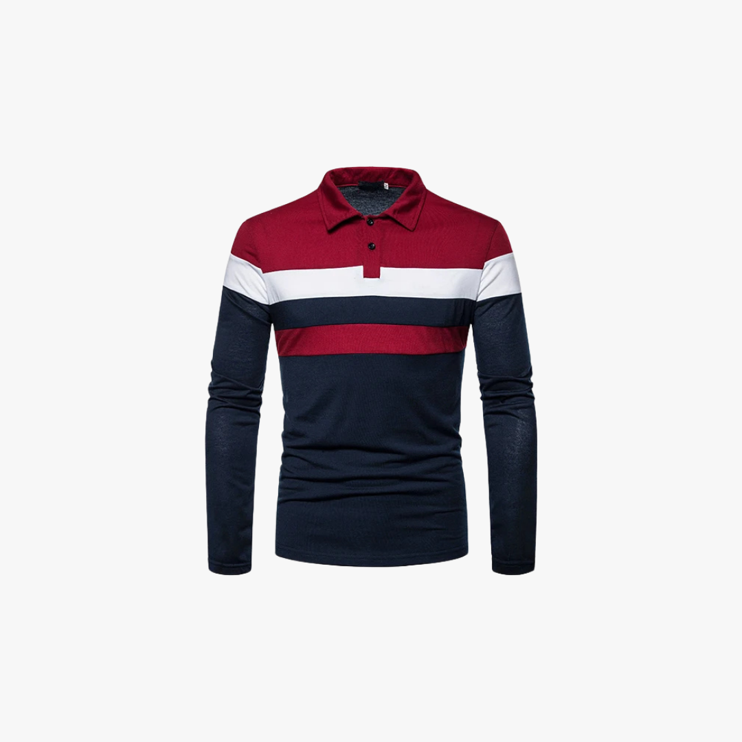 DAMIEN - Gestreept poloshirt met lange mouwen voor heren