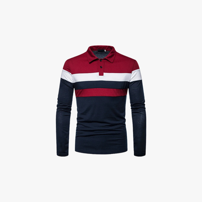 DAMIEN - Gestreept poloshirt met lange mouwen voor heren