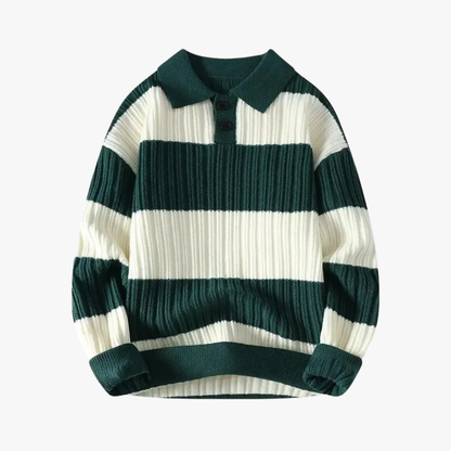 Gestreepte herenpolo van fijn breisel met moderne fit – ELVARON - Glamorix