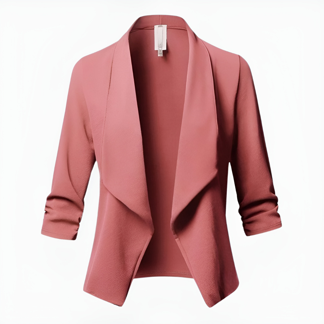 Elegante damesblazer met open voorkant en 3/4-mouwen – CLARISSA GRACE - Glamorix