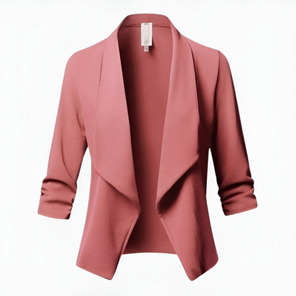 Elegante damesblazer met open voorkant en 3/4-mouwen – CLARISSA GRACE - Glamorix