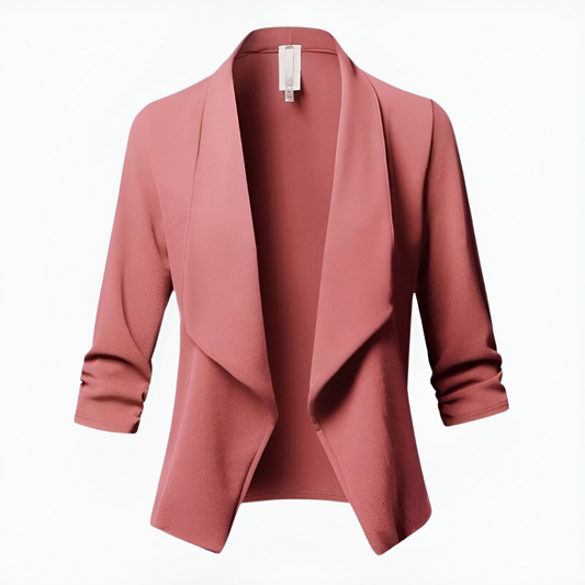Elegante damesblazer met open voorkant en 3/4-mouwen – CLARISSA GRACE - Glamorix