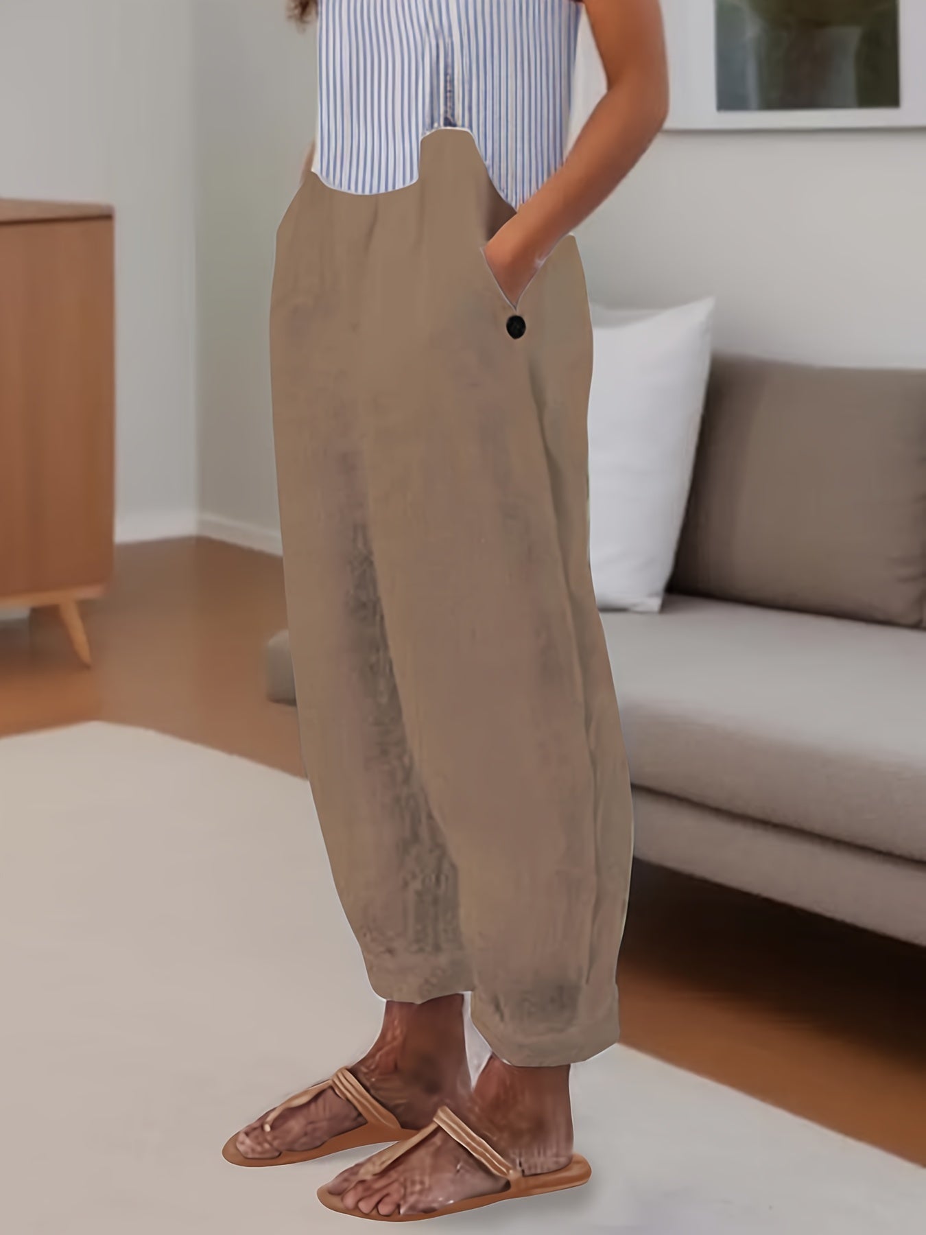 Relaxed fit damesbroek met hoge taille en omslagzoom – VARELIA TAILOR - Glamorix